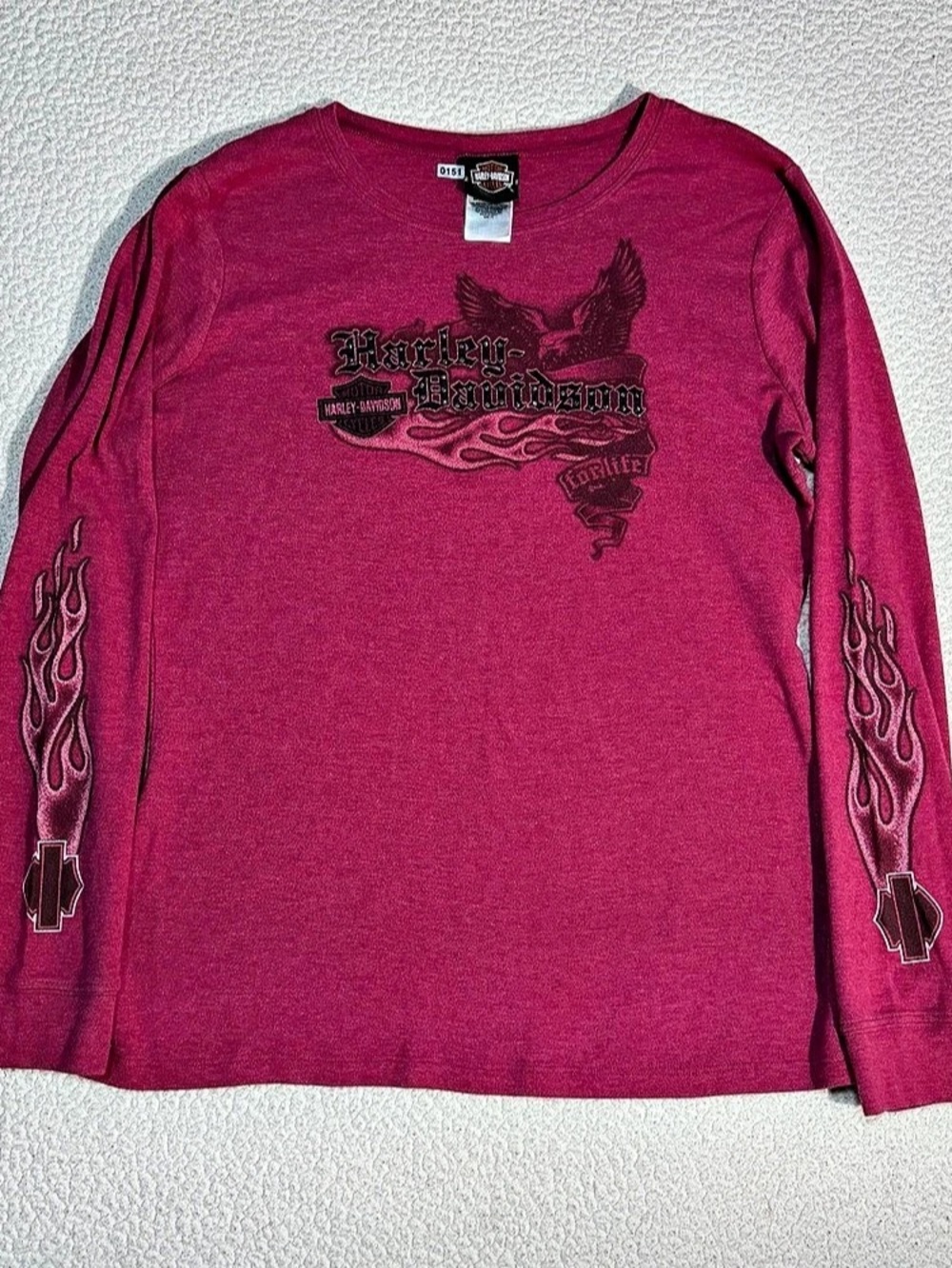 Harley-Davidson Long Sleeve Graphic Tee in Pink Size 1X